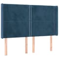 Pikkukuva 2 / 9: Sänggavel med kanter mörkblå 147x16x118/128 cm sammet