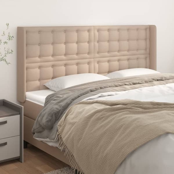 Sänggavel med kanter cappuccino 183x16x118/128 cm konstläder