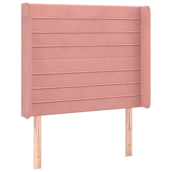 Sänggavel med kanter rosa 93x16x118/128 cm sammet