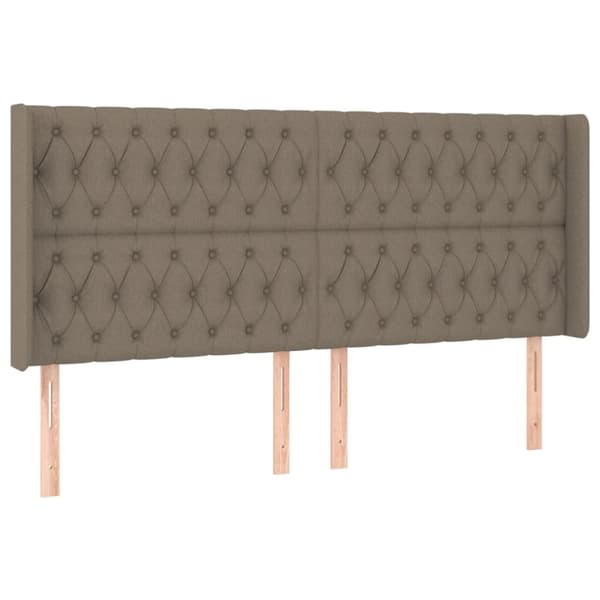 sengegavl med kanter 183x16x118/128 cm stof gråbrun