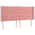 Miniatyrbillede 2 af 9: sengegavl med kanter 183x16x118/128 cm fløjl lyserød