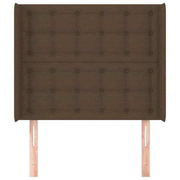 sengegavl med kanter 103x16x118/128 cm stof mørkebrun
