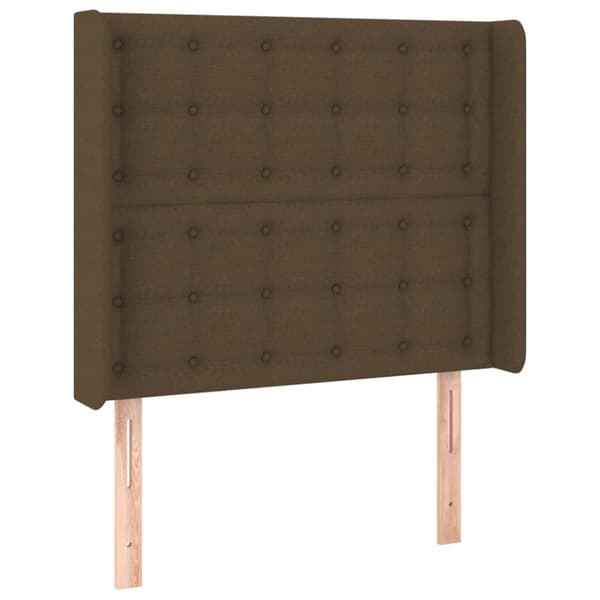 sengegavl med kanter 103x16x118/128 cm stof mørkebrun