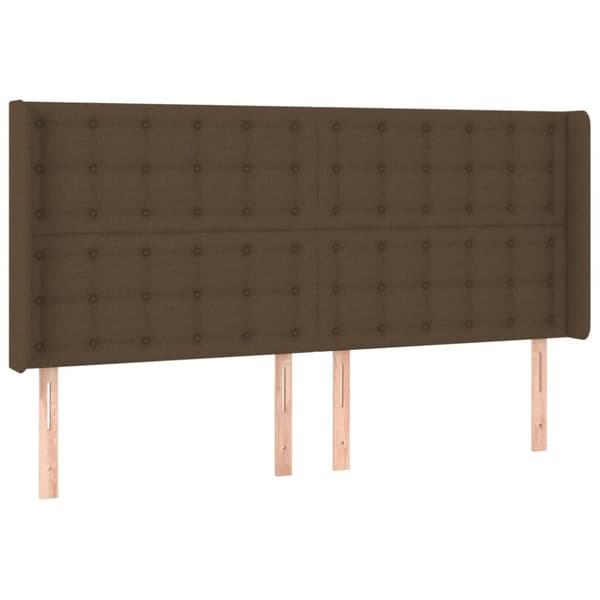 sengegavl med kanter 203x16x118/128 cm stof mørkebrun