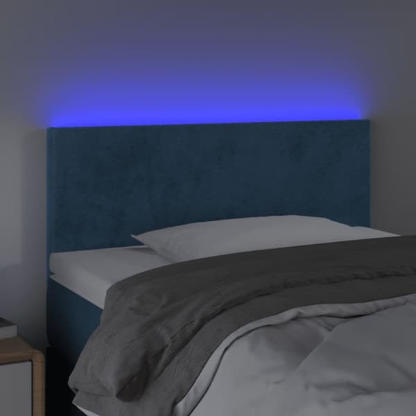 sengegavl med LED-lys 90x5x78/88 cm fløjl mørkeblå