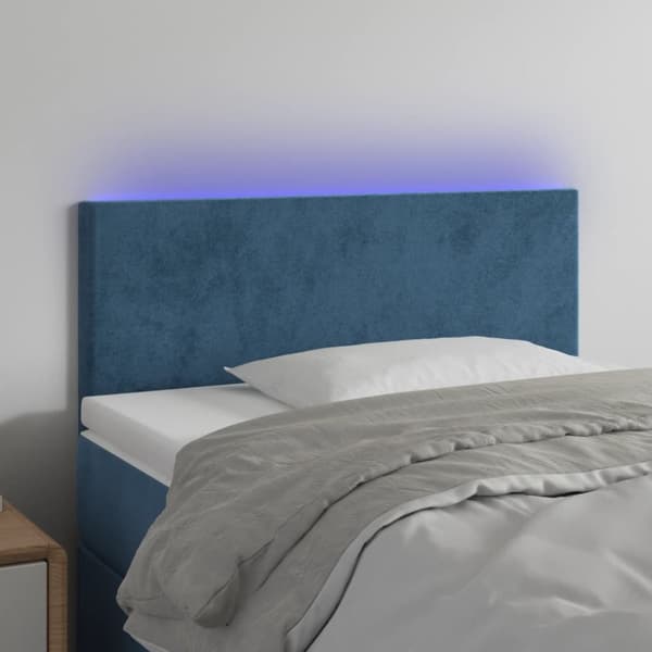 sengegavl med LED-lys 90x5x78/88 cm fløjl mørkeblå