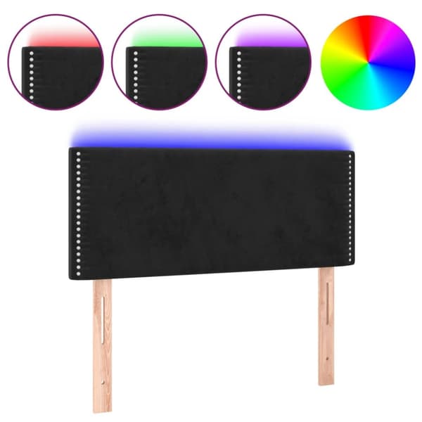 sengegavl med LED-lys 90x5x78/88 cm fløjl sort