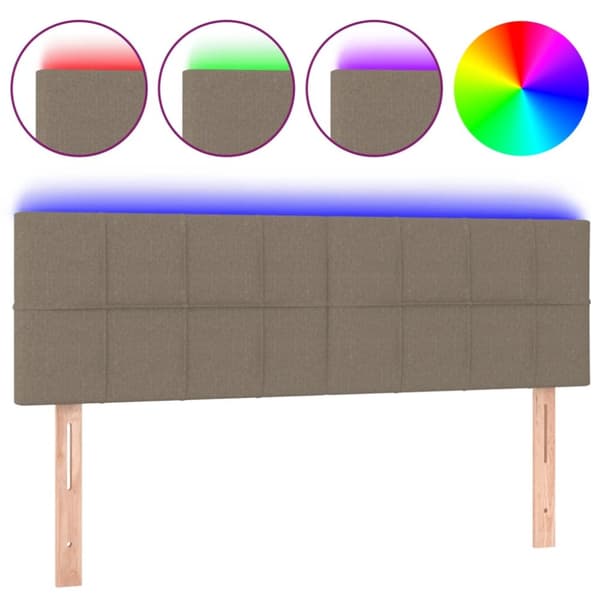 sengegavl med LED-lys 144x5x78/88 cm stof gråbrun