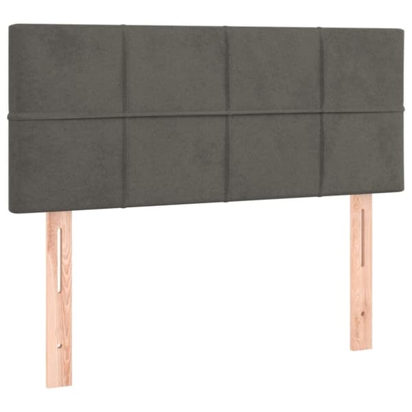 sengegavl med LED-lys 90x5x78/88 cm fløjl mørkegrå
