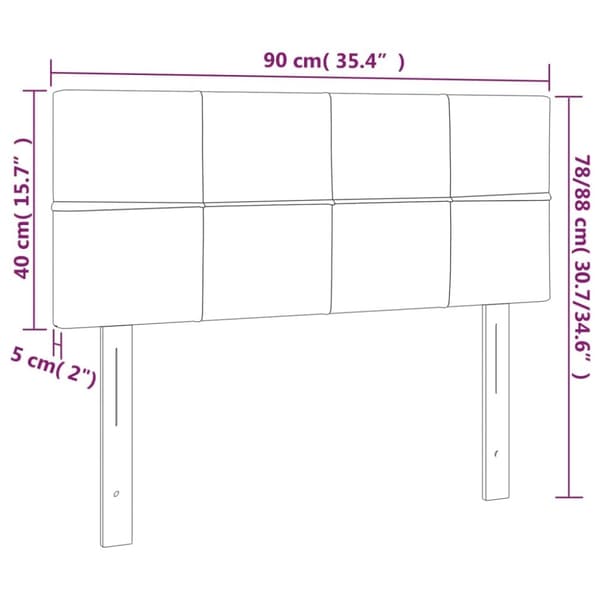 sengegavl med LED-lys 90x5x78/88 cm fløjl mørkegrå