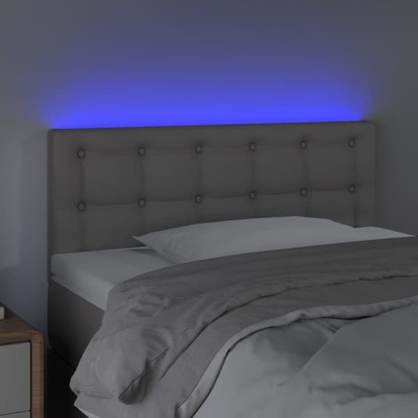 Sängyn pääty LED-valolla, harmaa, 90x5x78/88 cm, keinonahkaa