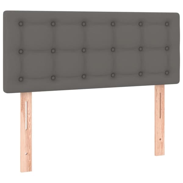 Sängyn pääty LED-valolla, harmaa, 90x5x78/88 cm, keinonahkaa