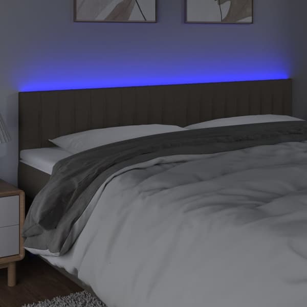 Sänggavel LED taupe 160x5x78/88 cm tyg