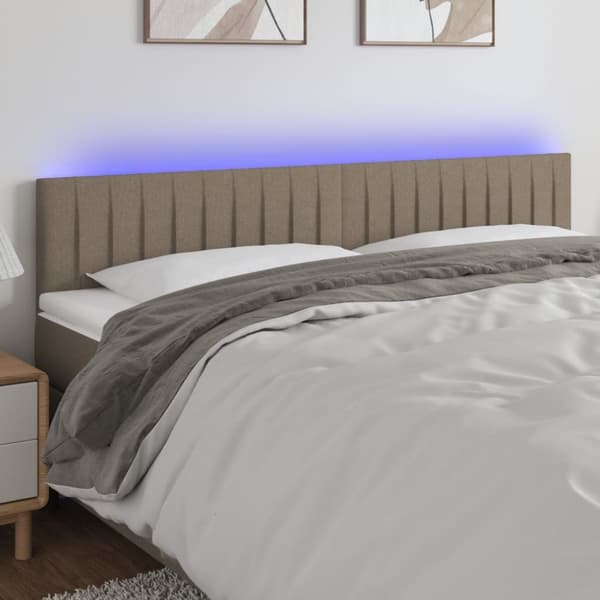 Sänggavel LED taupe 160x5x78/88 cm tyg