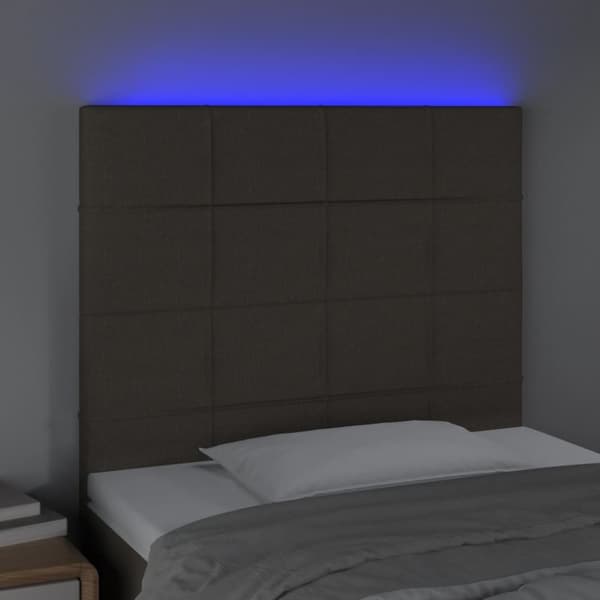 Sängyn pääty LED-valolla, taupe, 80x5x118/128 cm, kangas