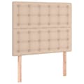 Miniatyrbillede 4 af 6: sengegavl med LED-lys 100x5x118/128 cm kunstlæder cappuccino