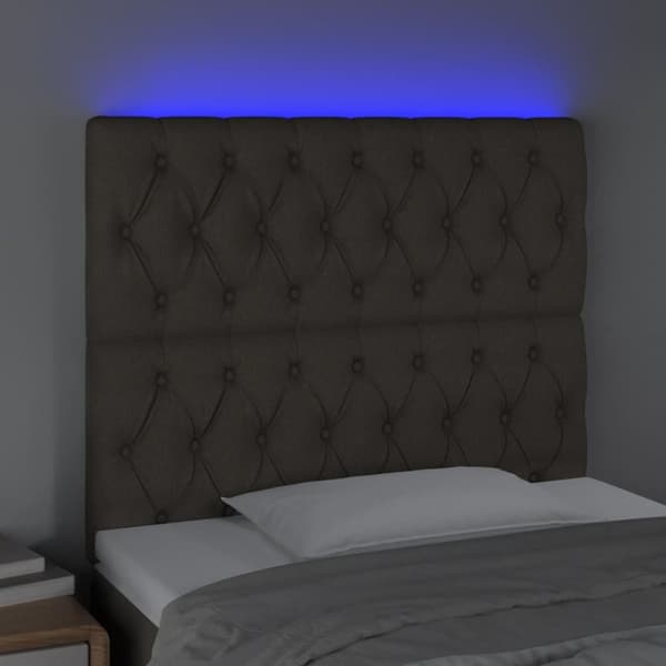 Sängyn pääty LED-valolla, taupe, 90x7x118/128 cm, kangas