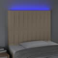 Miniatyrbillede 3 af 6: sengegavl med LED-lys 100x5x118/128 cm stof cremefarvet