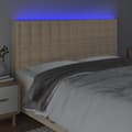 Miniatyrbillede 3 af 6: sengegavl med LED-lys 180x5x118/128 cm stof cremefarvet