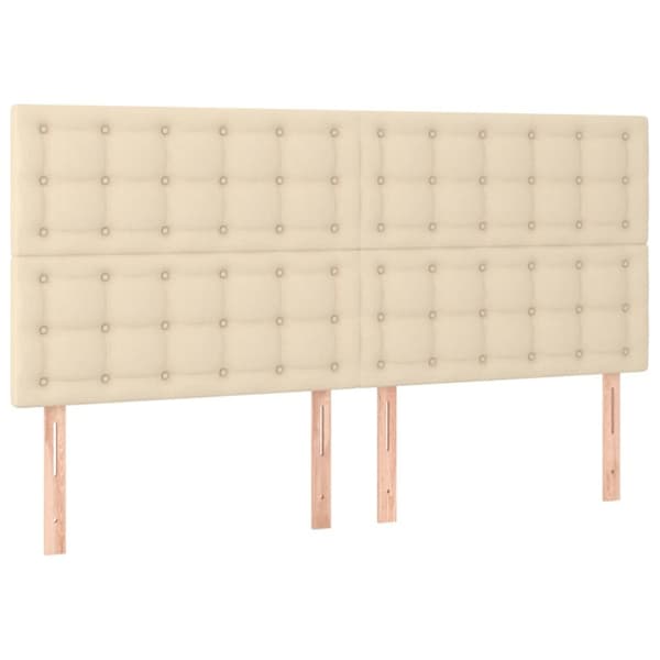 sengegavl med LED-lys 180x5x118/128 cm stof cremefarvet