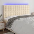 Miniatyrbillede 1 af 6: sengegavl med LED-lys 180x5x118/128 cm stof cremefarvet