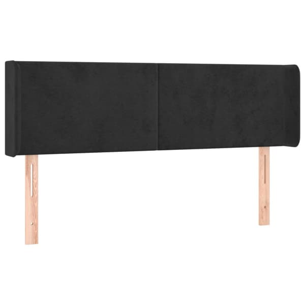 Sängyn pääty LED-valolla, musta, 147x16x78/88 cm, samettia