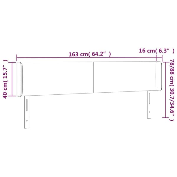 sengegavl med LED-lys 163x16x78/88 cm stof gråbrun