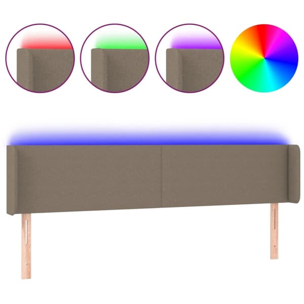 sengegavl med LED-lys 163x16x78/88 cm stof gråbrun