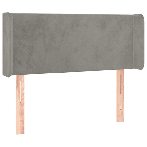 sengegavl med LED-lys 103x16x78/88 cm fløjl lysegrå