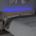 Pikkukuva 4 / 6: Sänggavel LED gräddvit 163x16x78/88 cm tyg