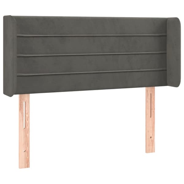 sengegavl med LED-lys 103x16x78/88 cm fløjl mørkegrå