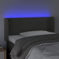 Miniatyrbillede 4 af 6: sengegavl med LED-lys 103x16x78/88 cm fløjl mørkegrå