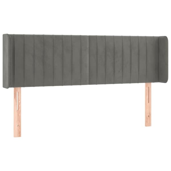 sengegavl med LED-lys 147x16x78/88 cm fløjl lysegrå