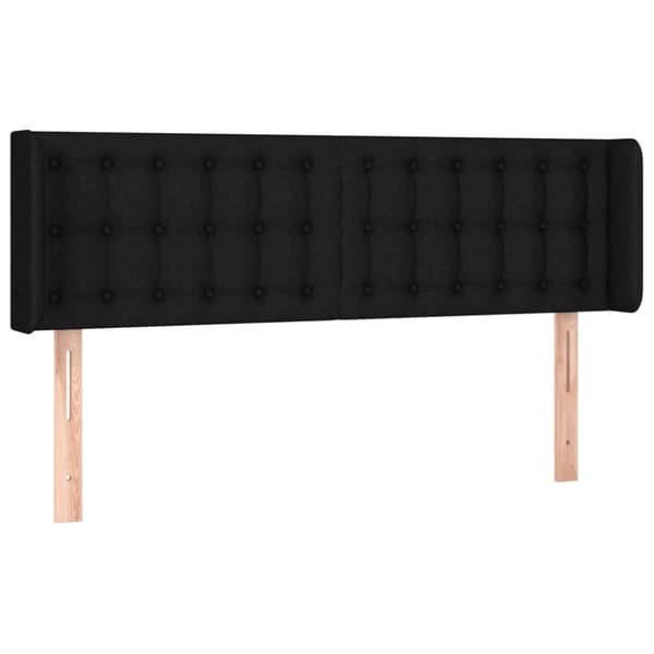 Sänggavel LED svart 147x16x78/88 cm tyg