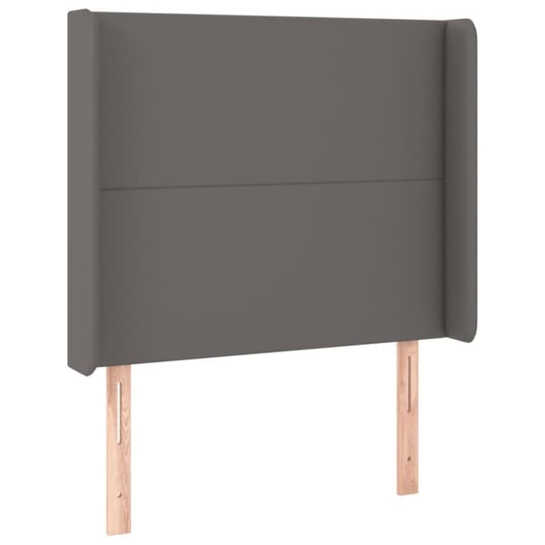 Sängyn pääty LED-valolla, harmaa, 83x16x118/128cm, keinonahka