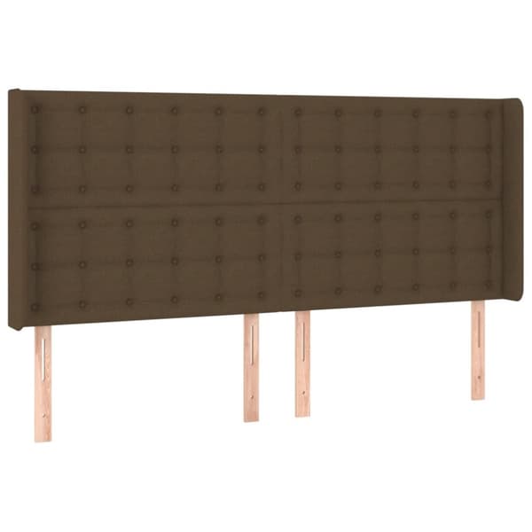 Sängyn pääty, jossa LED tummanruskea 203x16x118/128 cm kangas