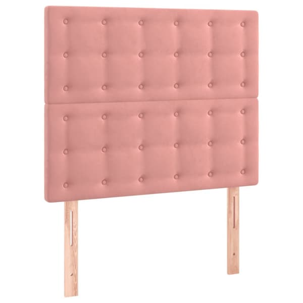 sengegavl med LED-lys 100x5x118/128 cm fløjl lyserød
