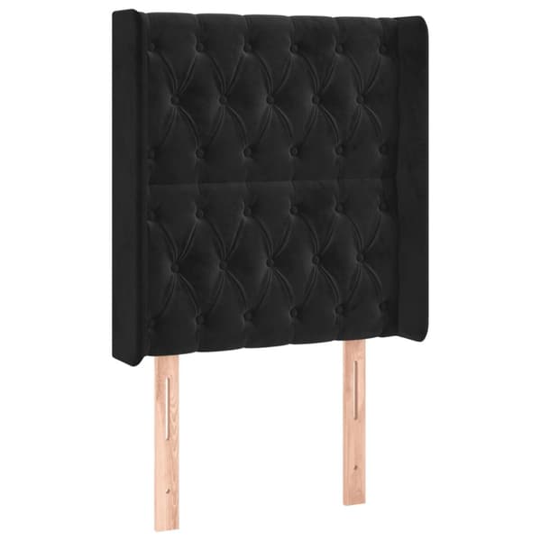 sengegavl med LED-lys 83x16x118/128 cm fløjl sort