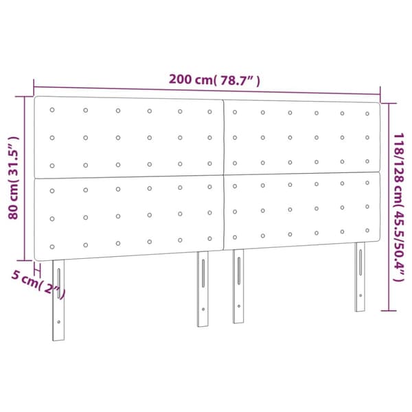 sengegavl med LED-lys 200x5x118/128 cm fløjl sort