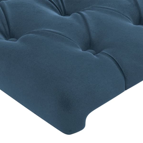 sengegavl med kanter 103x16x118/128 cm fløjl mørkeblå