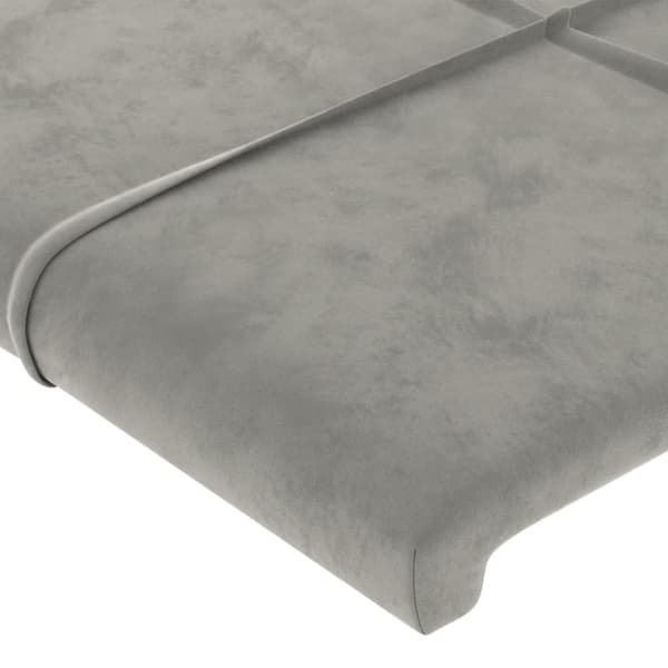 sengegavl med LED-lys 83x16x78/88 cm fløjl lysegrå