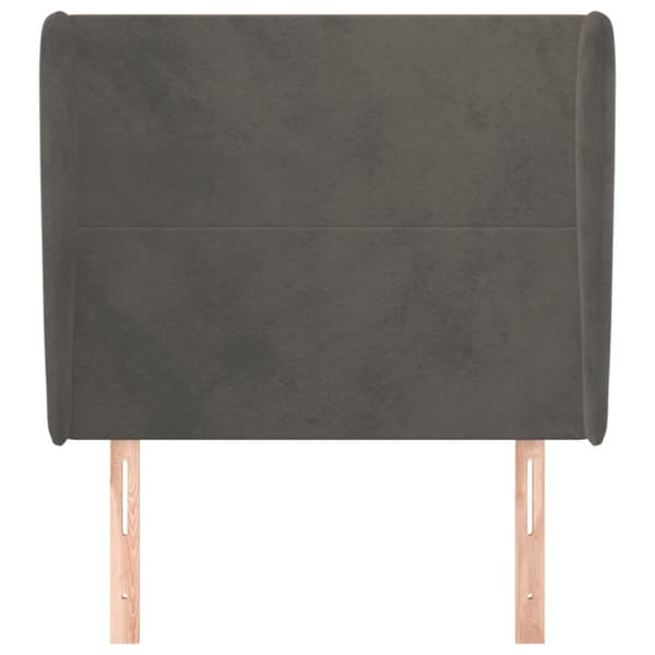 sengegavl med kanter 93x23x118/128 cm fløjl mørkegrå