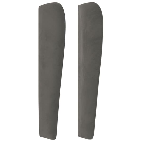 sengegavl med kanter 93x23x118/128 cm fløjl mørkegrå