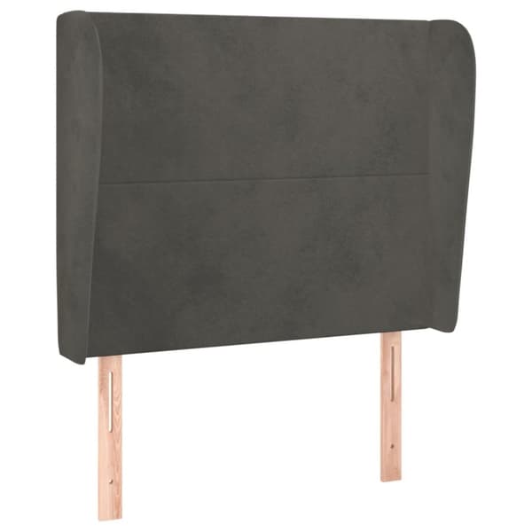 sengegavl med kanter 93x23x118/128 cm fløjl mørkegrå