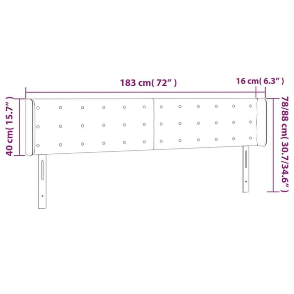 sengegavl med kanter 183x16x78/88 cm stof sort