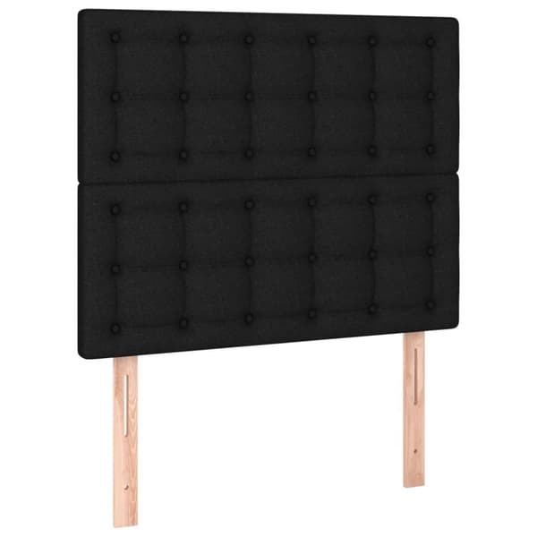 sengegavl med LED-lys 90x5x118/128 cm stof sort
