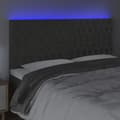 Miniatyrbild 3 av 6: Sänggavel LED mörkgrå 180x7x118/128 cm sammet