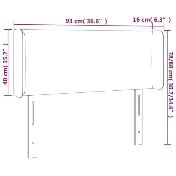 sengegavl med LED-lys 93x16x78/88 cm kunstlæder grå