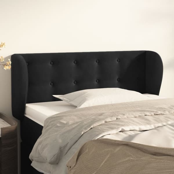 sengegavl med kanter 93x23x78/88 cm fløjl sort