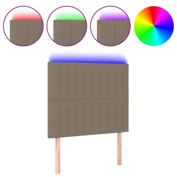 Sängyn pääty LED-valolla, taupe, 90x5x118/128 cm, kangas